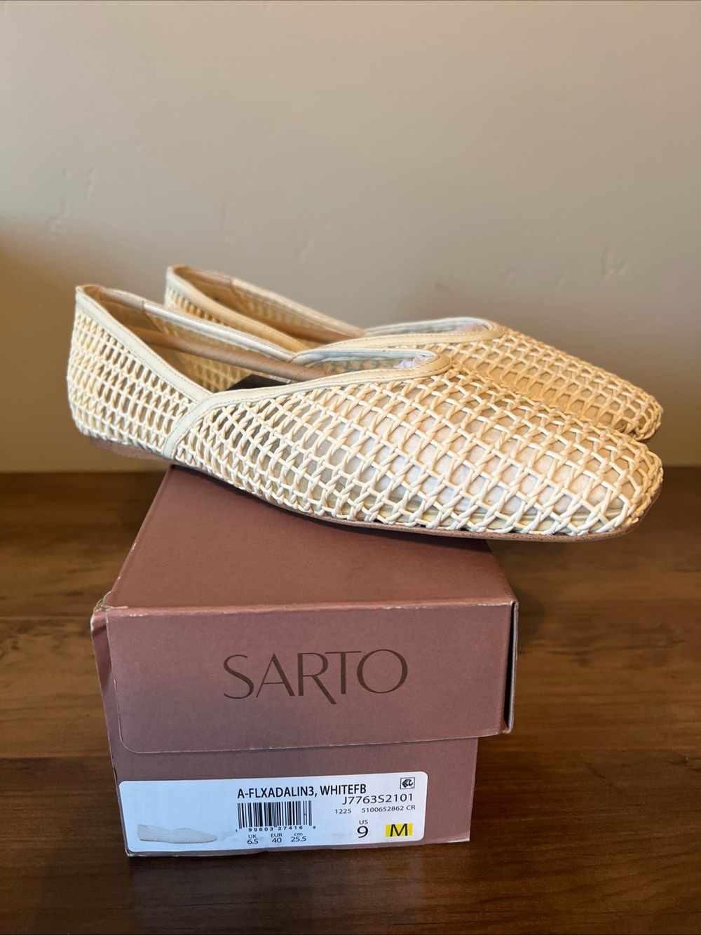Sarto by Franco Sarto A-Flexa Adalina3 White Woven Slip-On Flats